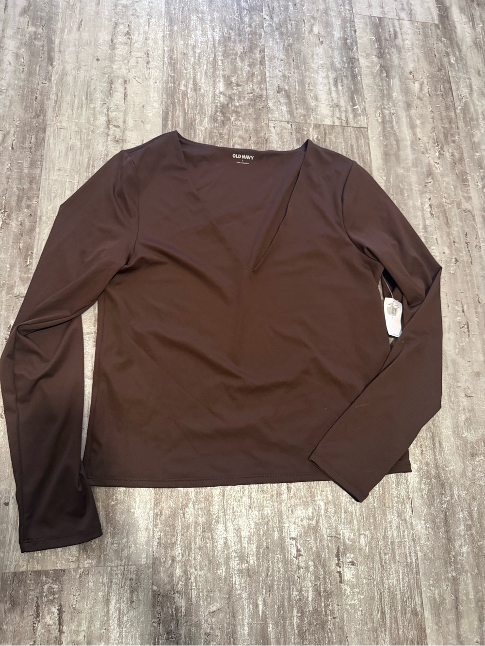 Old Navy Women's Long Sleeve V-Neck Top in Brown